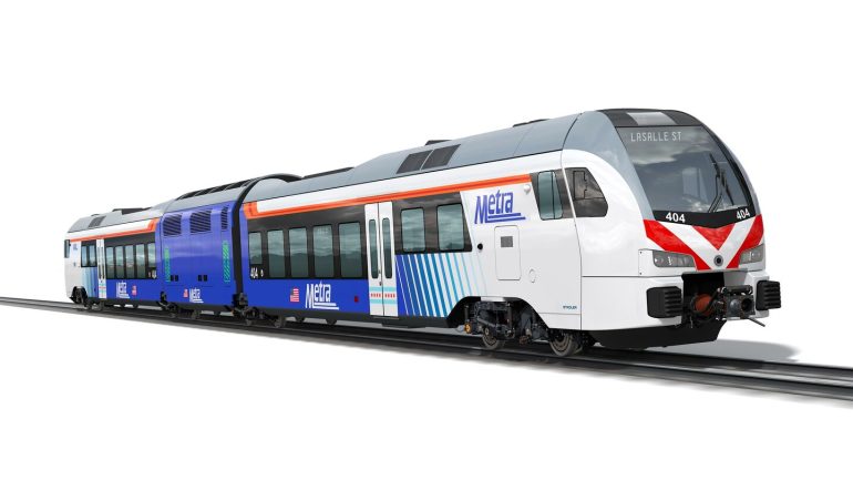 Stadler BEMU Train MockUp of the BEMU trains that Metra purchased from Stadler.