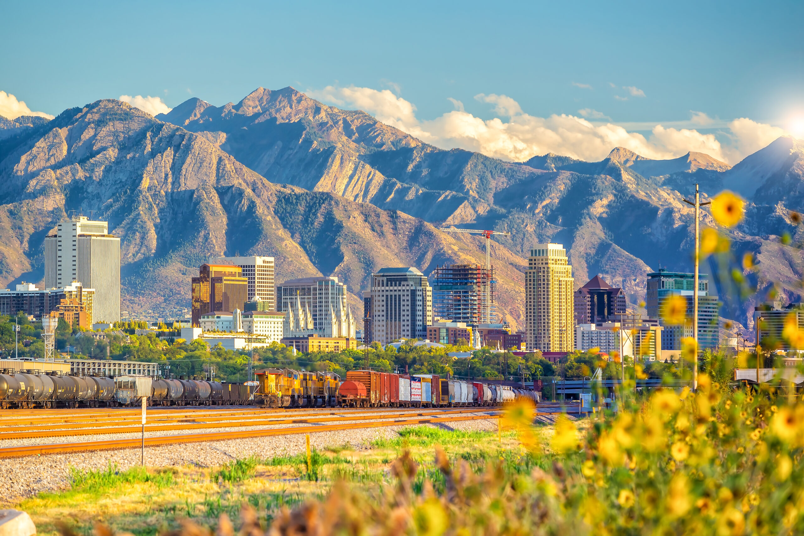Downtown Salt Lake City skyline cityscape of Utah Downtown Salt Lake City skyline cityscape of Utah in USA at sunset